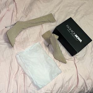 Fashion Nova: Los Angeles- Sparkly Studded Knee High Heels